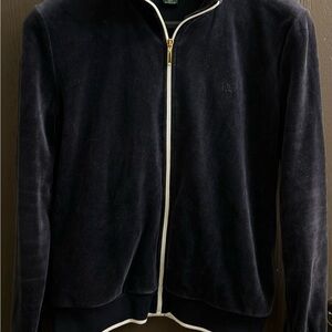 Vintage(?) Lauren Ralph Lauren Size L Navy Blue Velour(?) Sweatsuit(?) Jacket